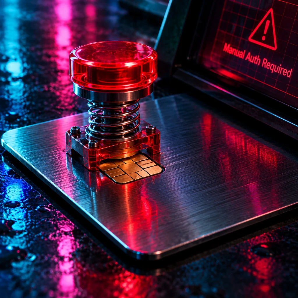 为防止提示词注入劫持划款，信用卡上方加装了实体物理确认按键(示意图)