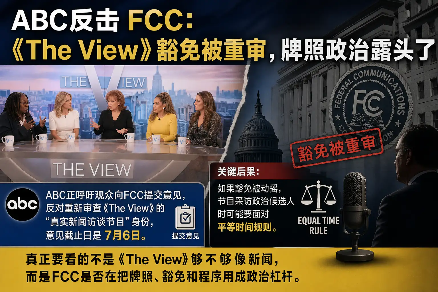 ABC反击FCC：《The View》豁免被重审，牌照政治露头了