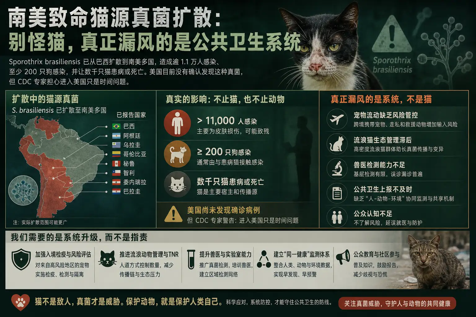 南美致命猫源真菌扩散：别怪猫，真正漏风的是公共卫生系统