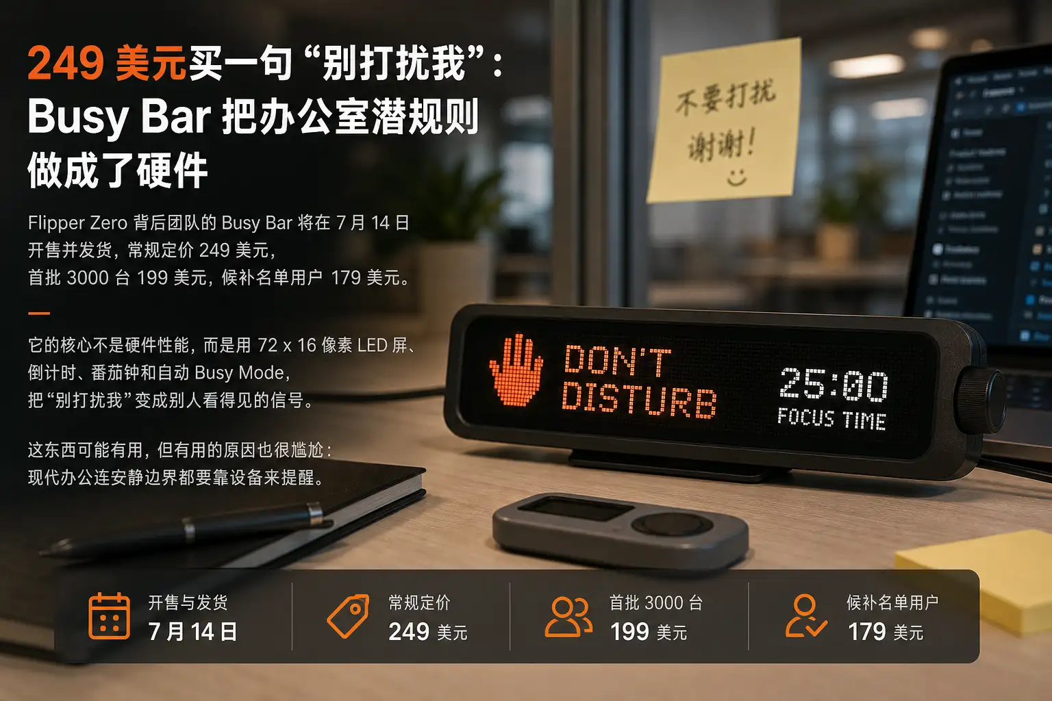 249 美元买一句“别打扰我”：Busy Bar 把办公室潜规则做成了硬件