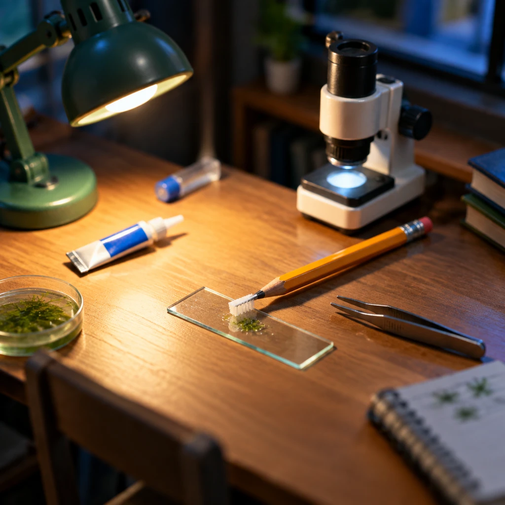 经费断裂时，学者用胶水将牙刷毛固定在铅笔上自制微藻挑选针