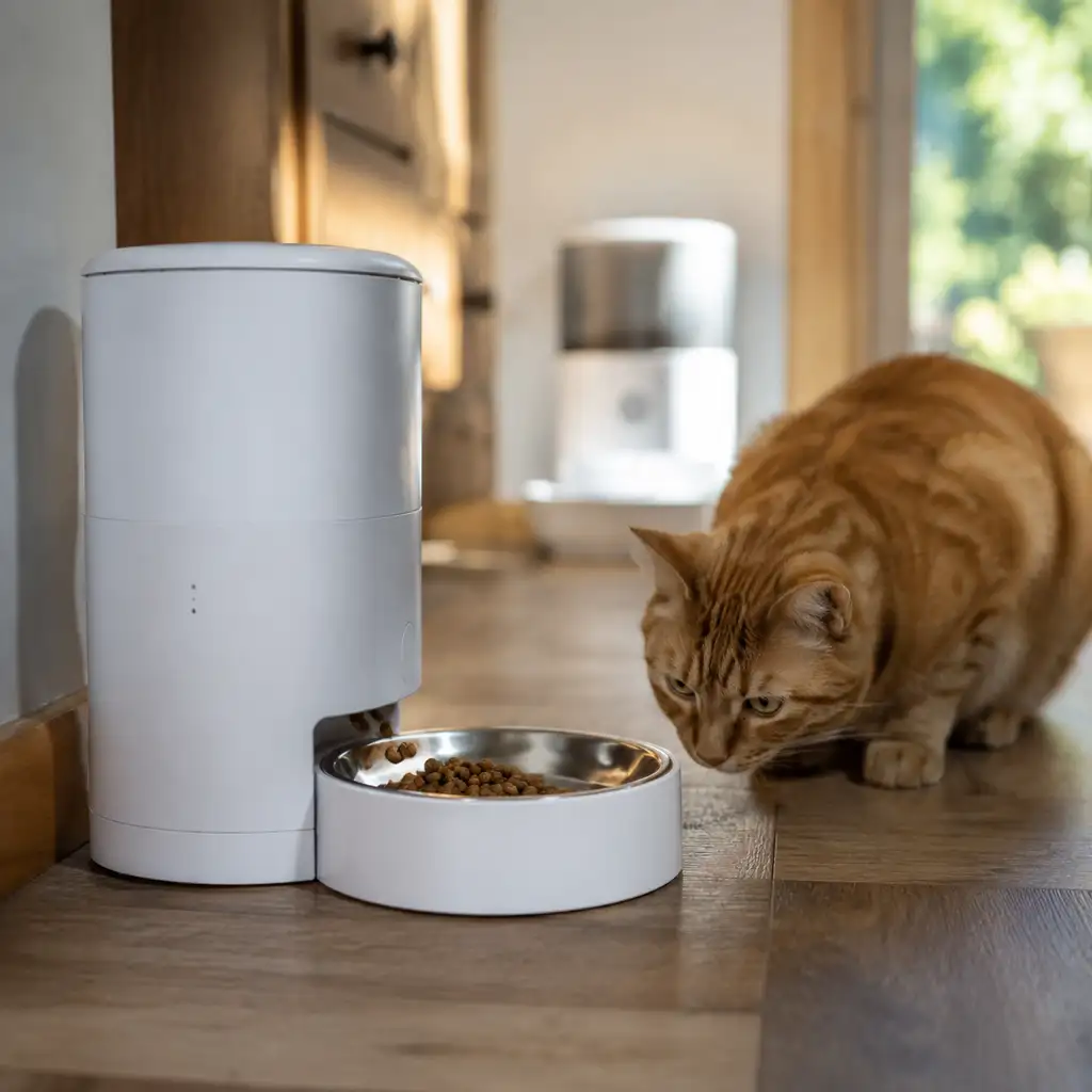 两只互相仇视的猫,被两台廉价喂食器兜住了漏洞