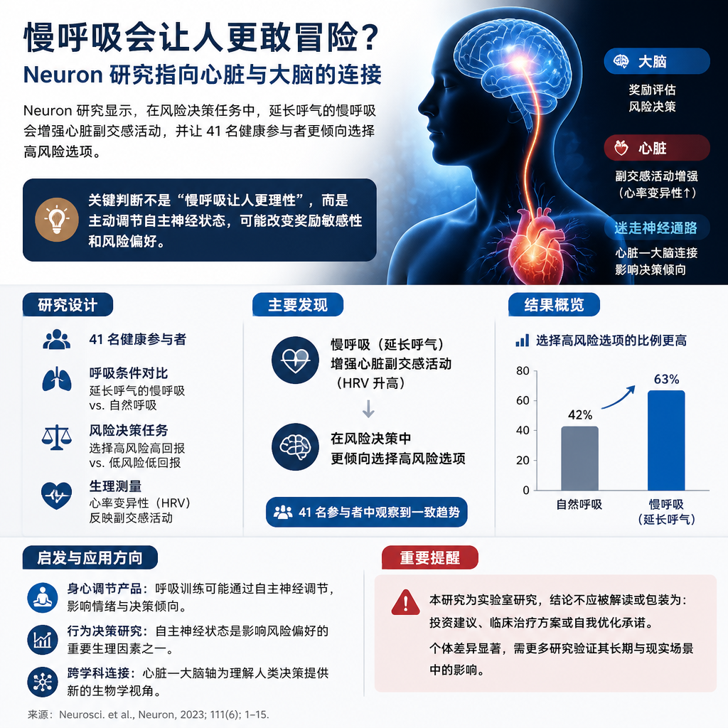慢呼吸会让人更敢冒险？Neuron 研究指向心脏与大脑的连接