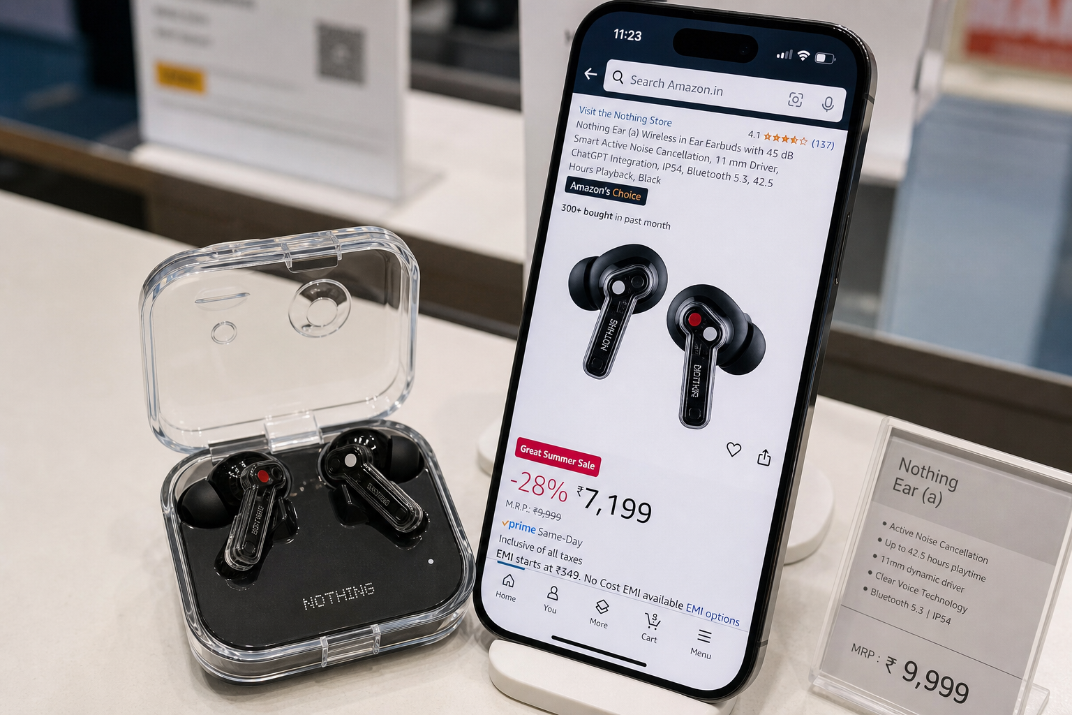 Nothing Ear (a) 降到 53.20 美元：入门真无线耳机的性价比门槛被拉低了
