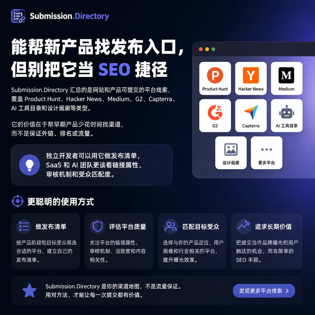 Submission.Directory 能帮新产品找发布入口,但别把它当 SEO 捷径