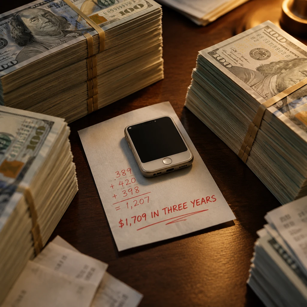 强制绑定的独立副号月租，让三年累计最高支出达 1709 美元(示意图)