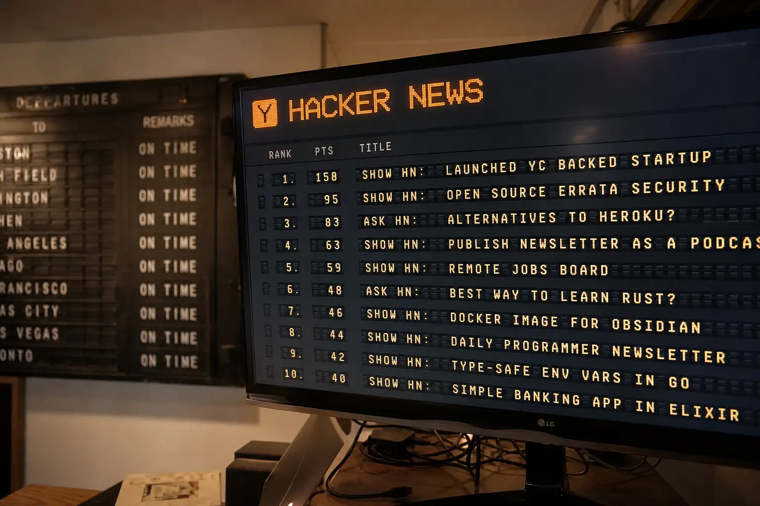 Hacker News Flipboard:把 HN 前 20 做成复古翻页牌,好看但别当客户端