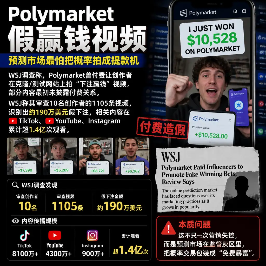Polymarket假赢钱视频:预测市场最怕把概率拍成提款机