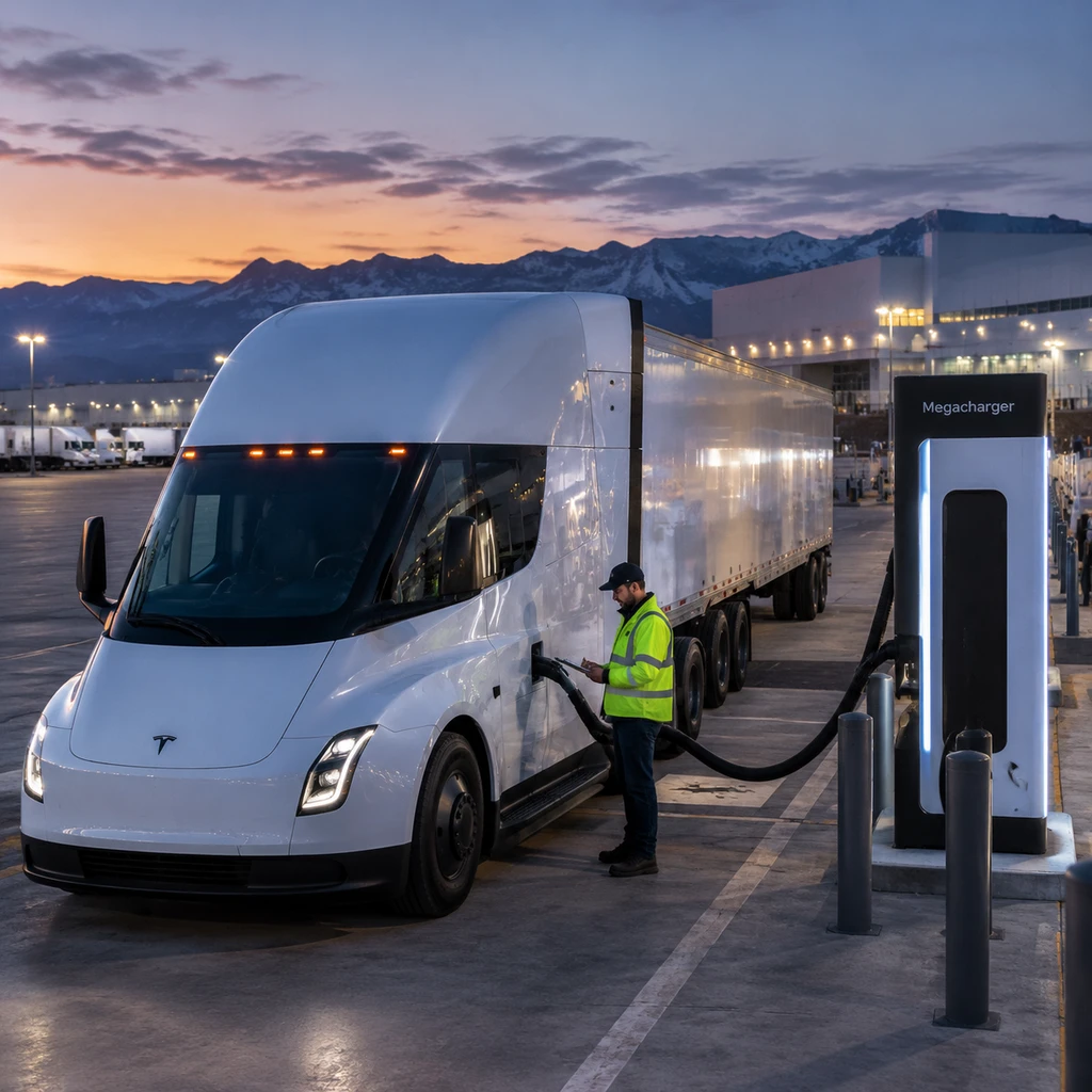 Tesla Semi 启动量产交付：500 英里长途重卡直面 82000 磅载重与电网硬账本