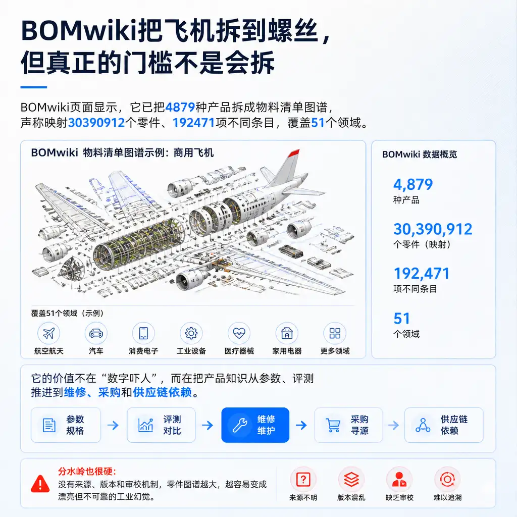 BOMwiki把飞机拆到螺丝,但真正的门槛不是会拆