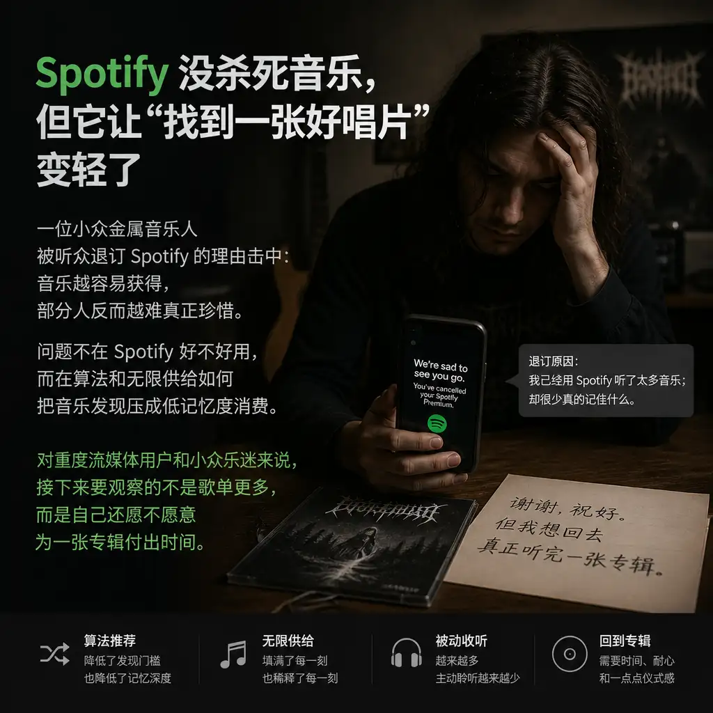 Spotify 没杀死音乐，但它让“找到一张好唱片”变轻了