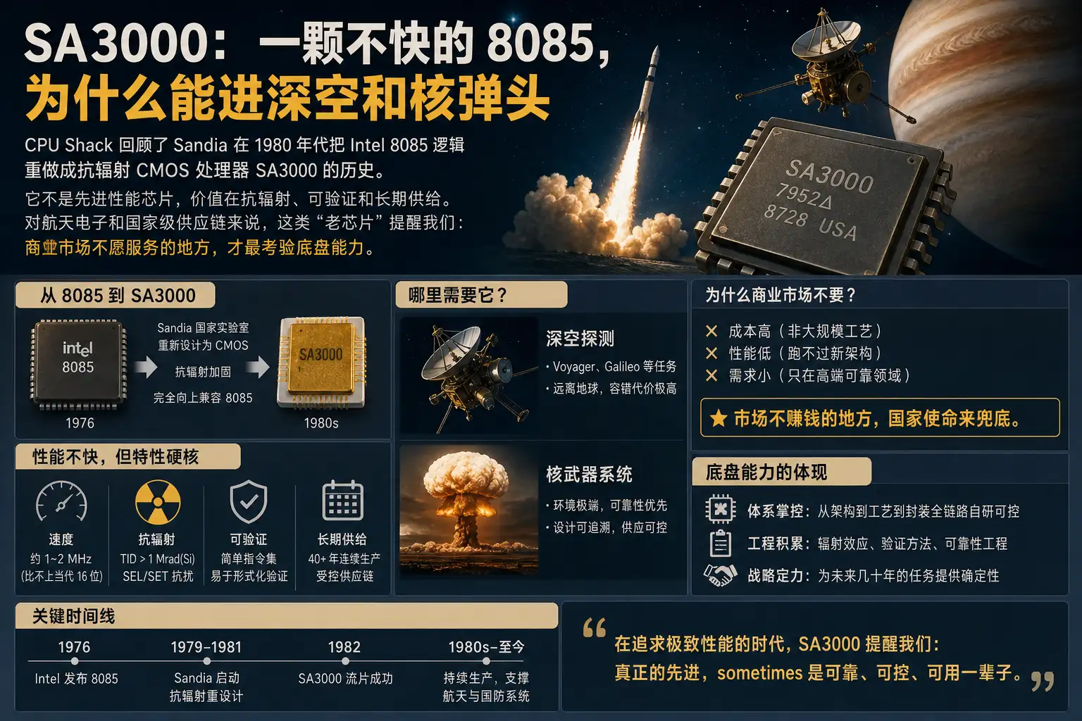 SA3000：一颗不快的 8085，为什么能进深空和核弹头