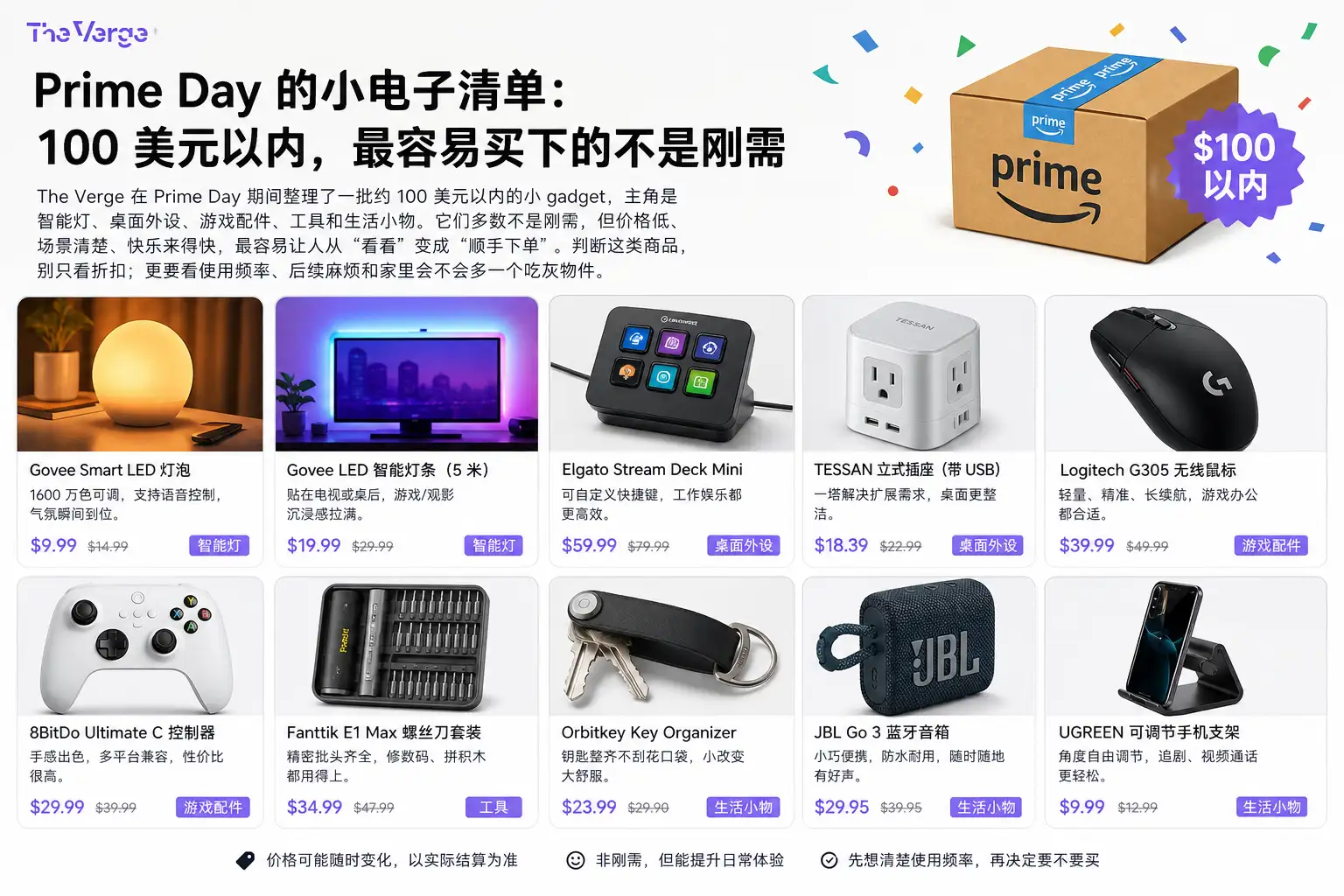 Prime Day 的小电子清单:100 美元以内,最容易买下的不是刚需