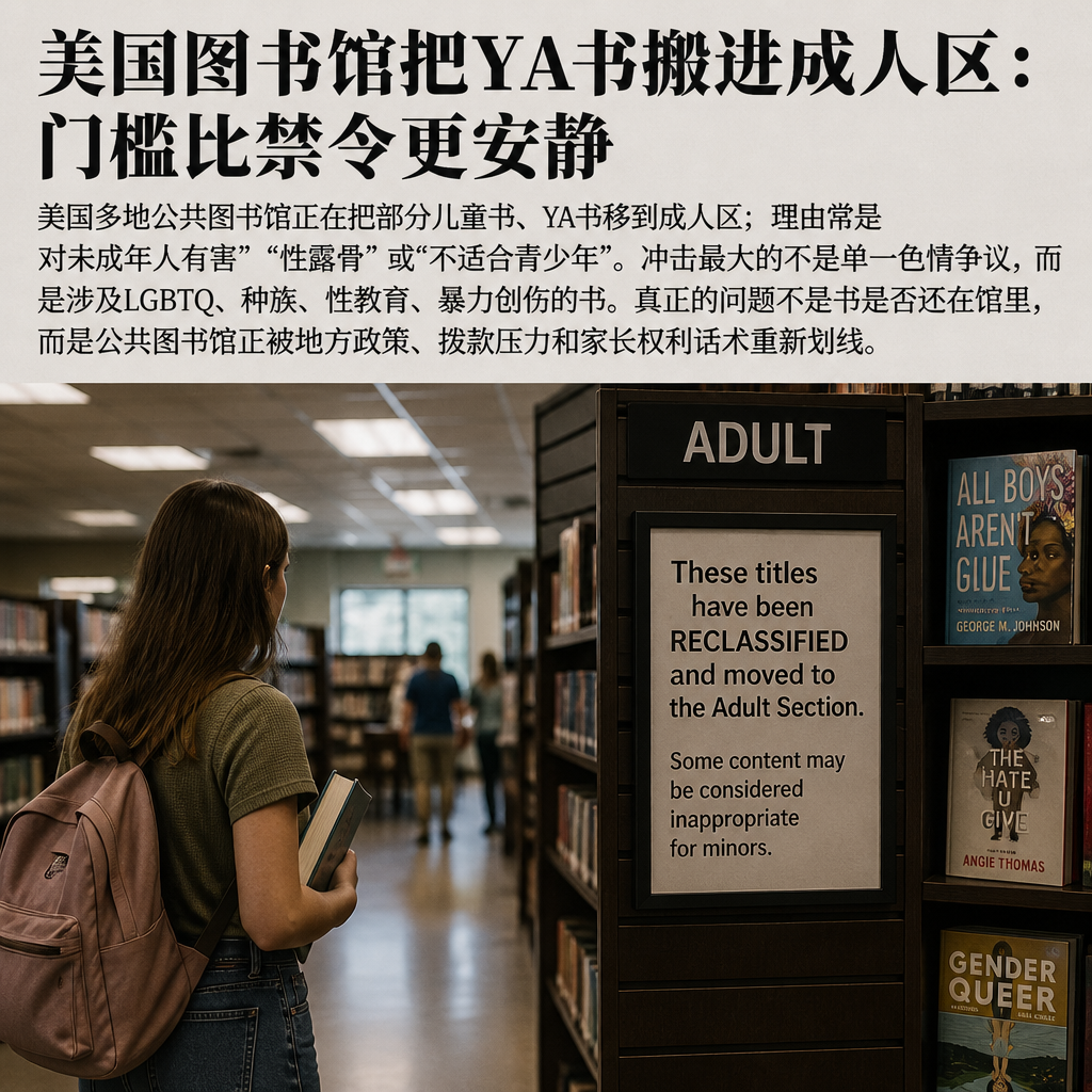 美国图书馆把YA书搬进成人区:门槛比禁令更安静