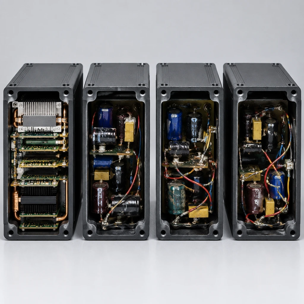 表面统一的模型接口下，各云厂商节点的用料与实际性能悬殊(剖面示意)