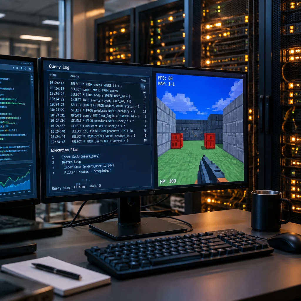 SQLDoom用7200行SQL跑进CedarDB，四人联机死斗榨干16核CPU