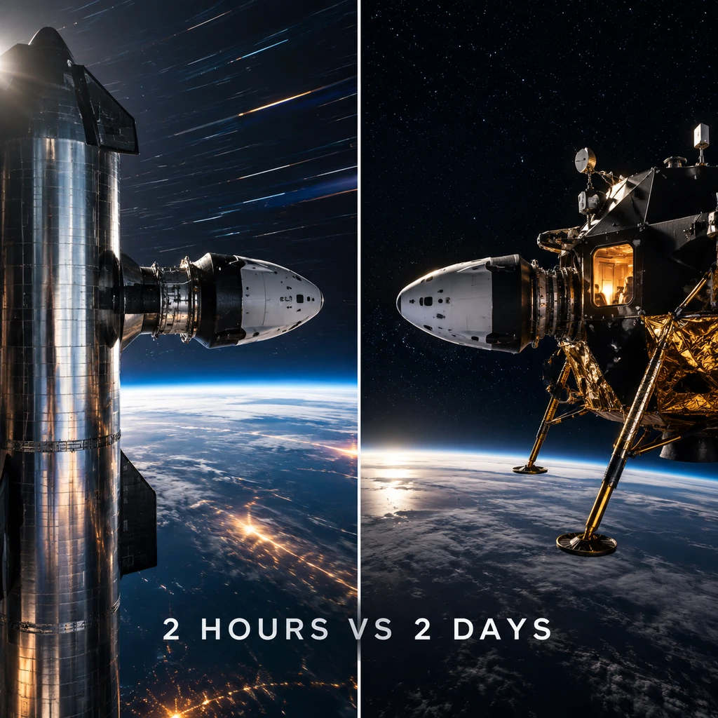 商业登月舱对接测试中星舰仅排两小时,蓝月获宇航员进舱两天