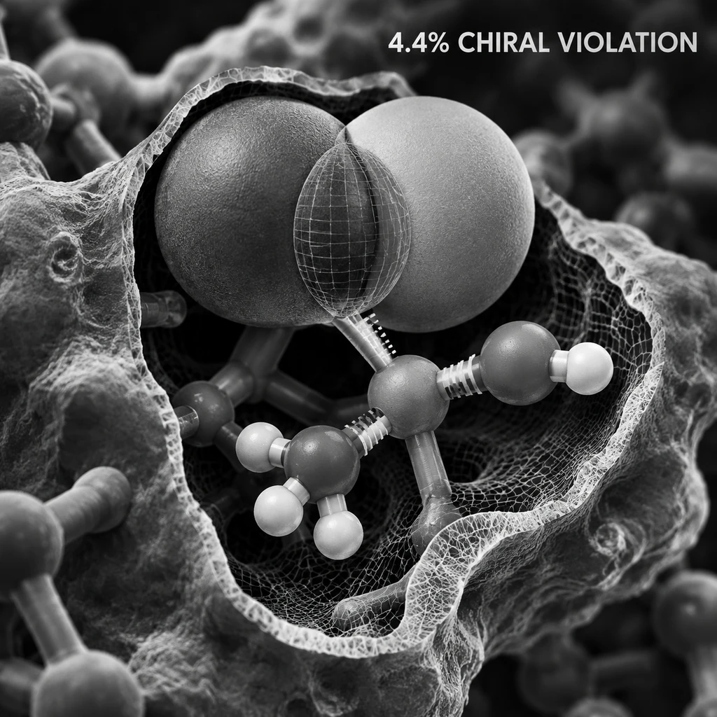 算法预测的分子结构出现原子空间重叠与手性错误(剖面示意)