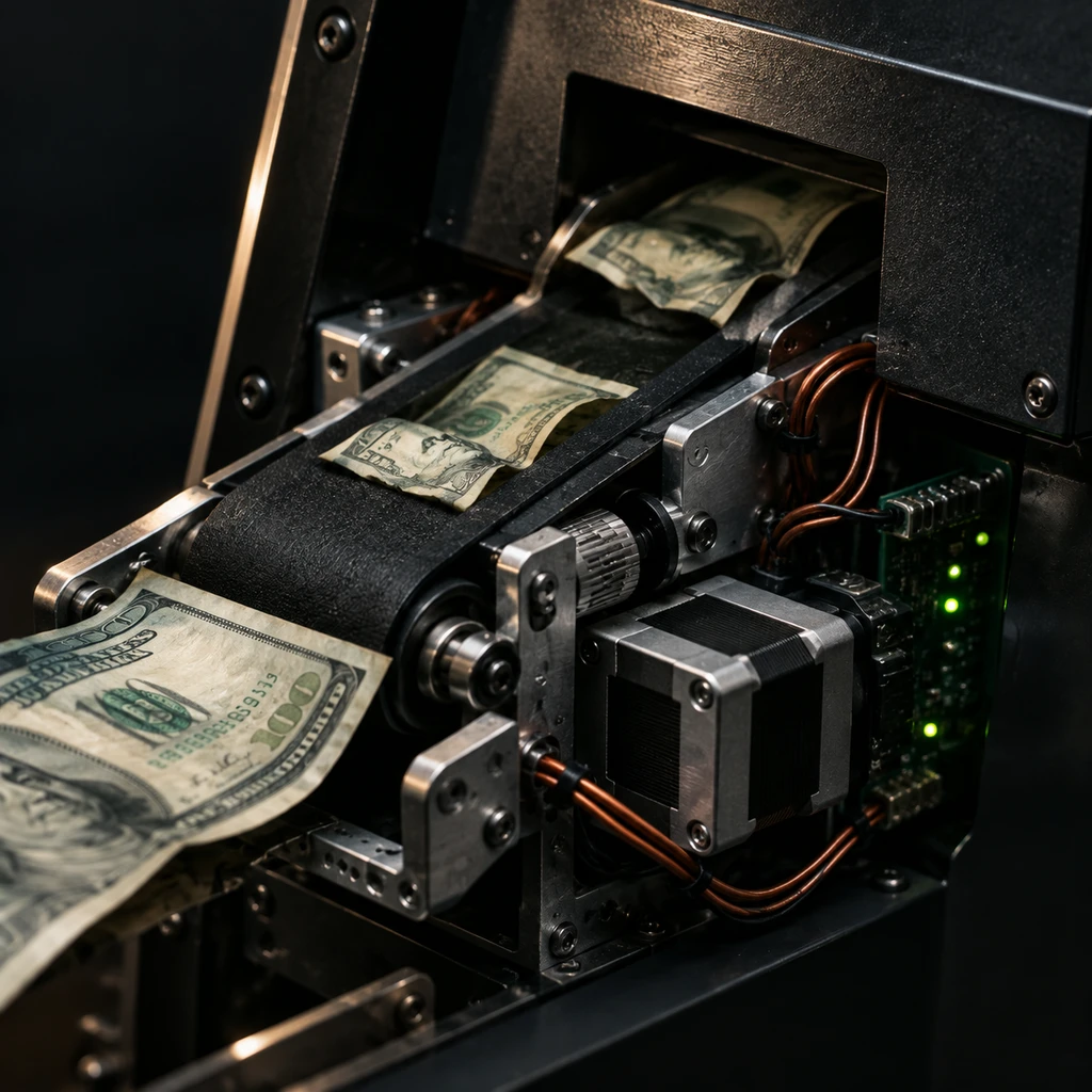 算法模型将投注设备变成只进不出的单向资金抽水机(示意图)