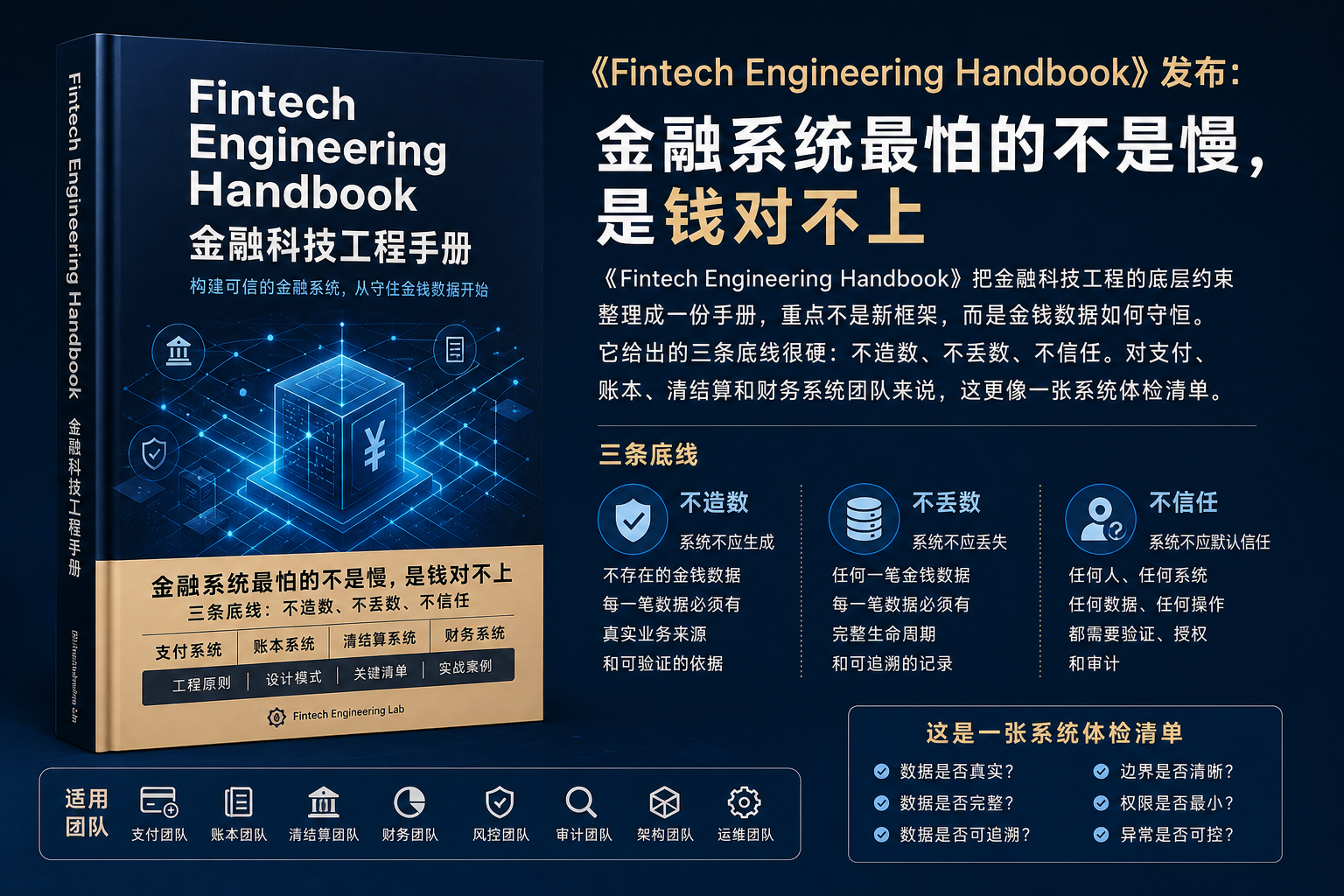 《Fintech Engineering Handbook》发布：金融系统最怕的不是慢，是钱对不上
